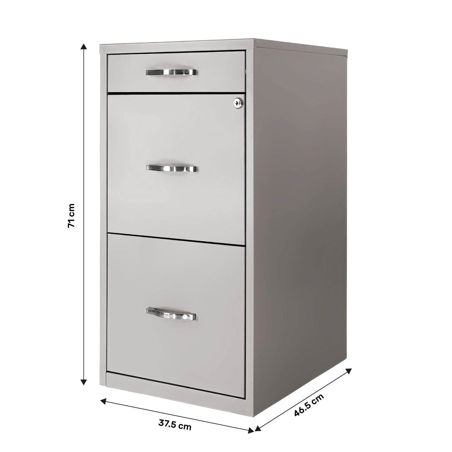 Archivero Metalico 2 Gabinetes + 1 Cajon Oficina Papelero Gris