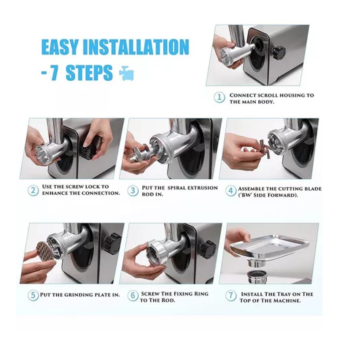 Picadora De Carne Eléctrica De Acero Inoxidable 2800w