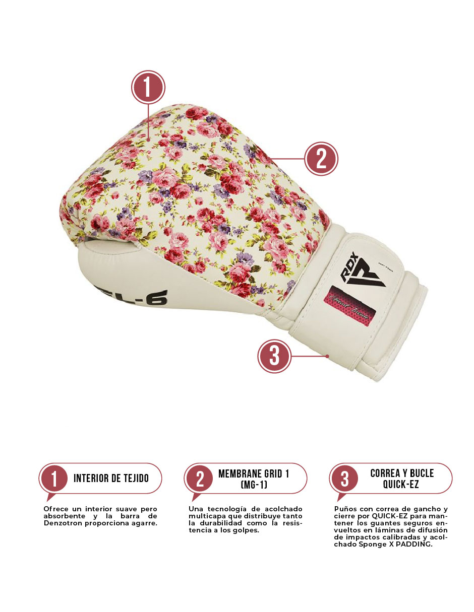 Guantes Box Rdx Floreados Para Mujer Sparring Entrenamiento