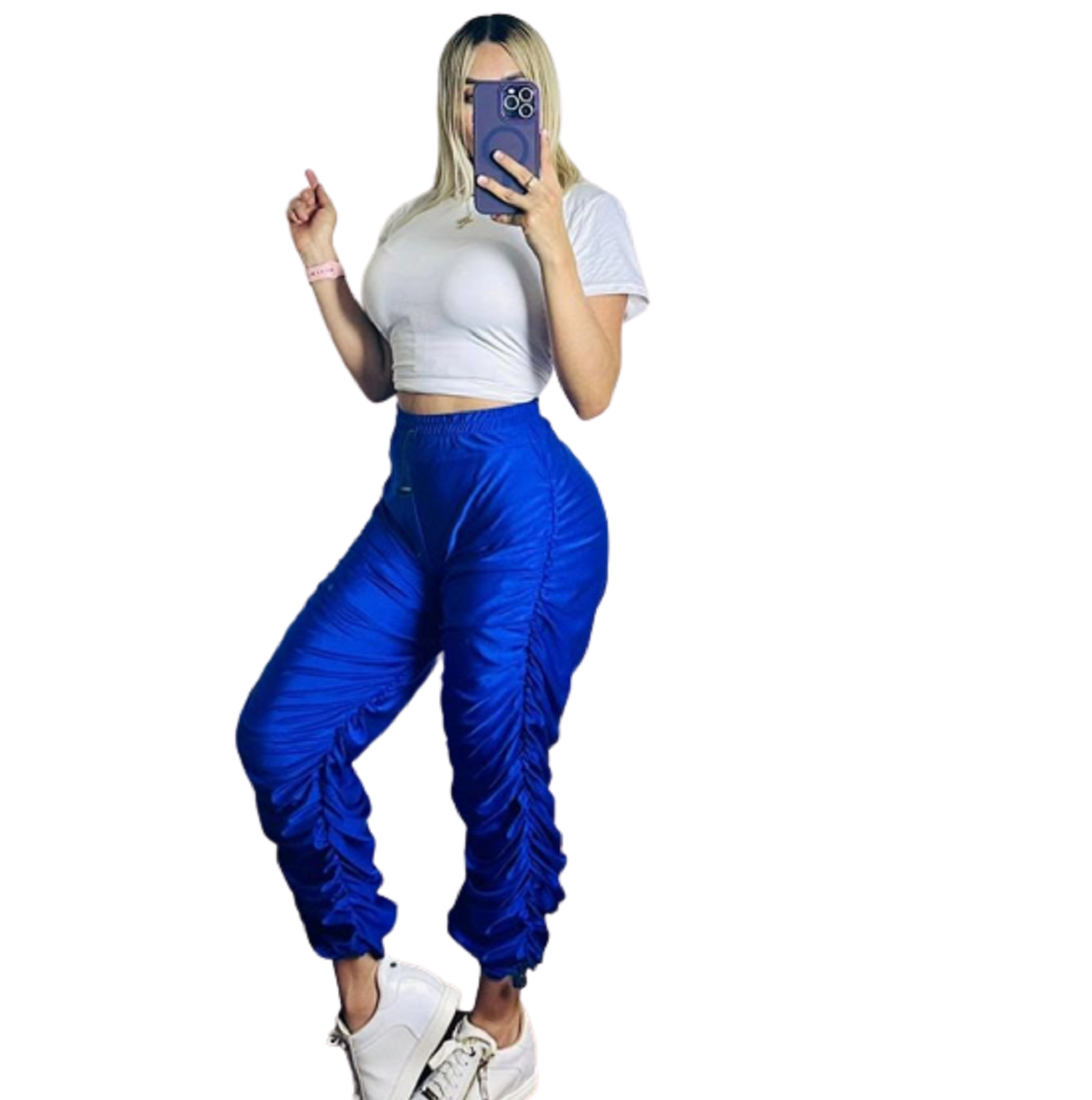 Jogger para dama, pantalón corrugado casual