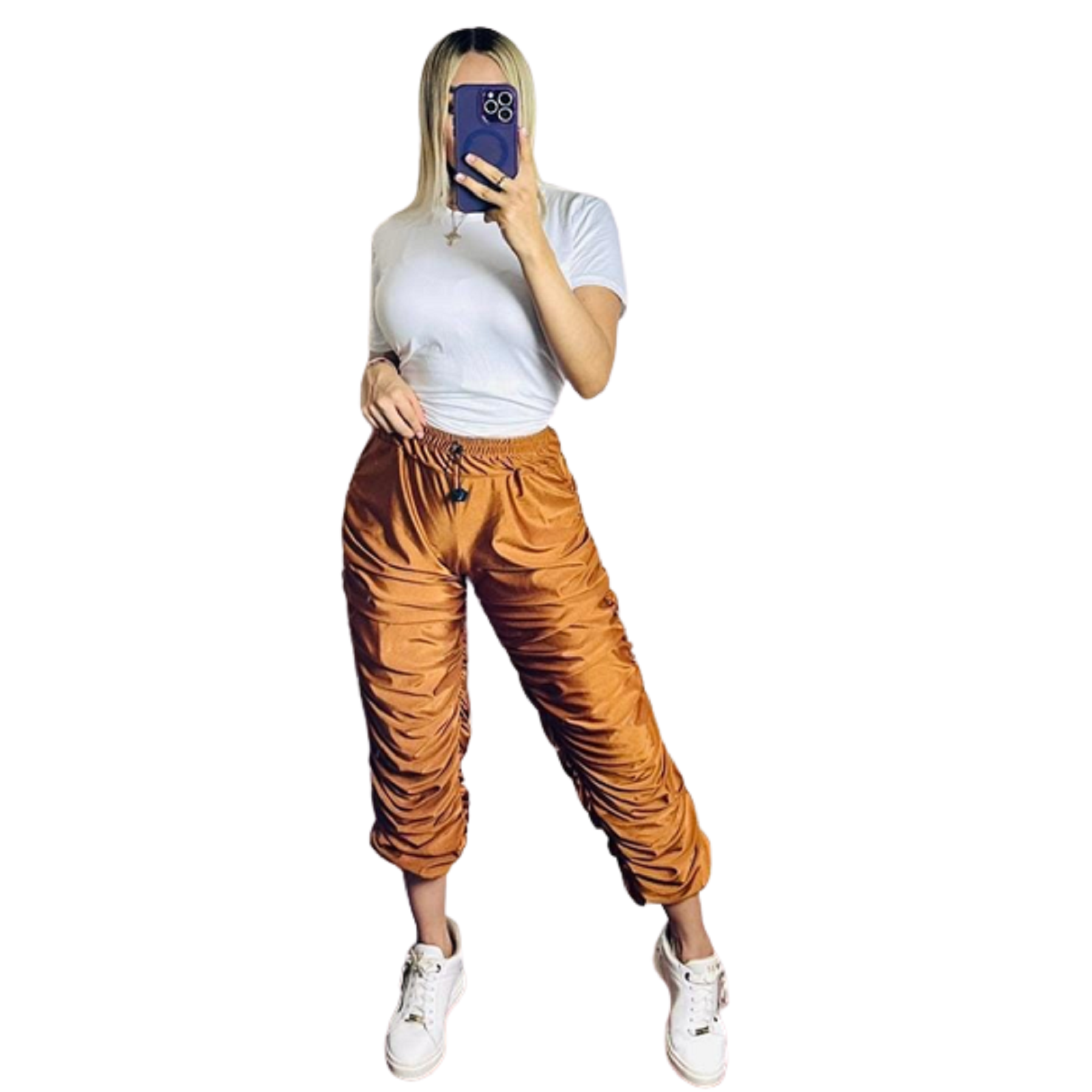 Jogger para dama, pantalón corrugado casual