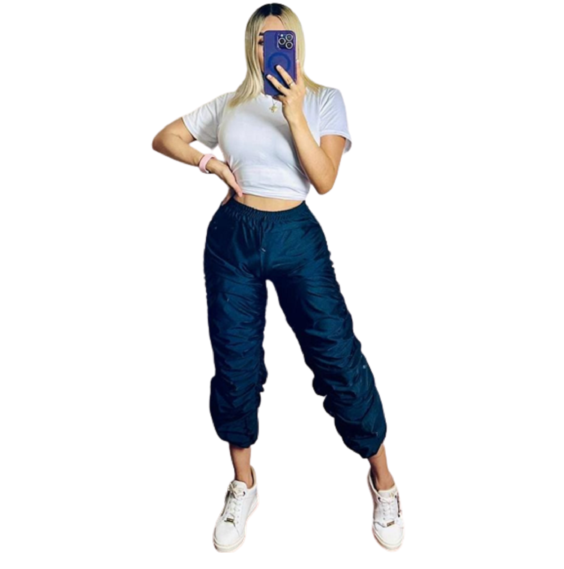 Jogger para dama, pantalón corrugado casual