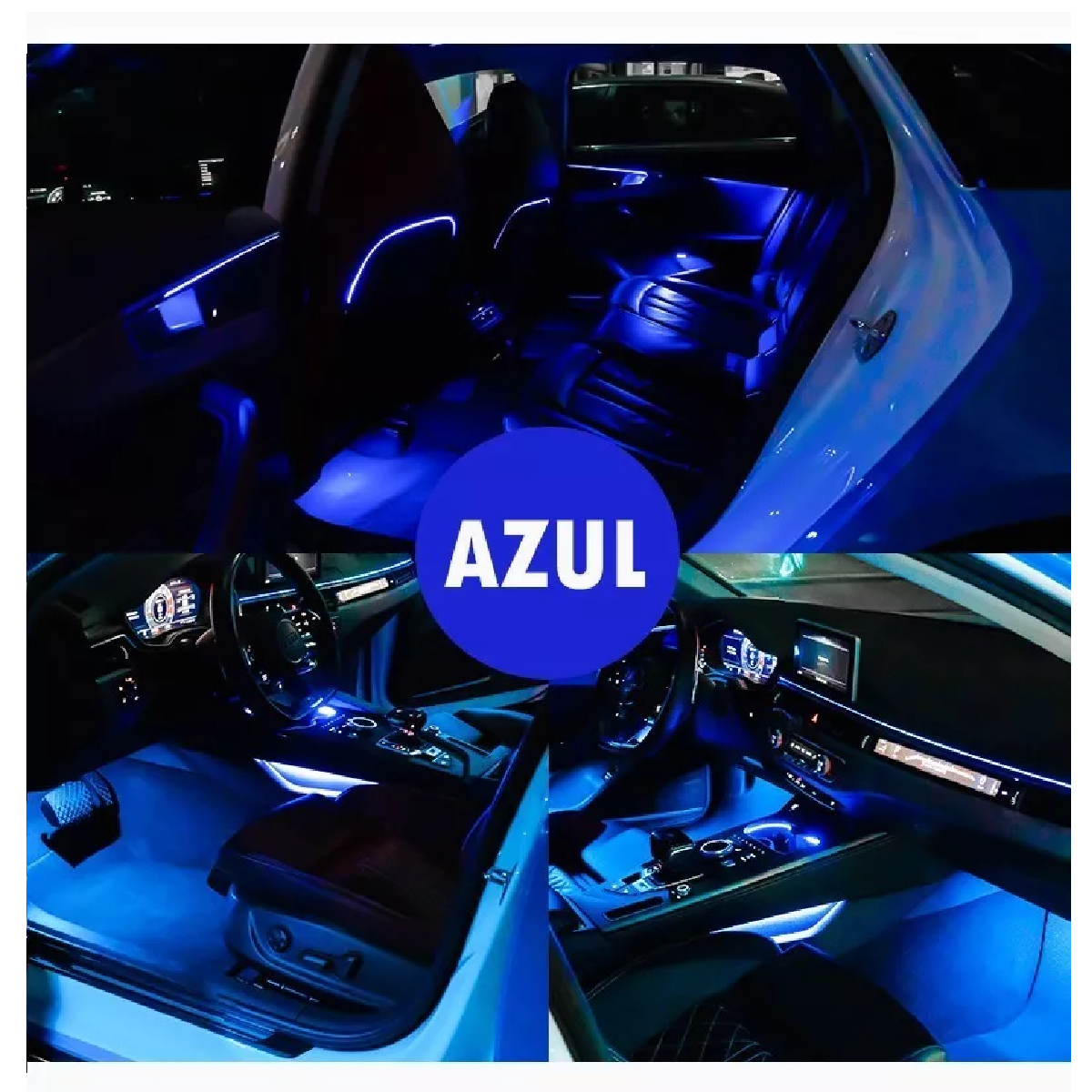 Hilo 3m Luminoso Luz Neon Dj Cable Auto Led Tira Azul