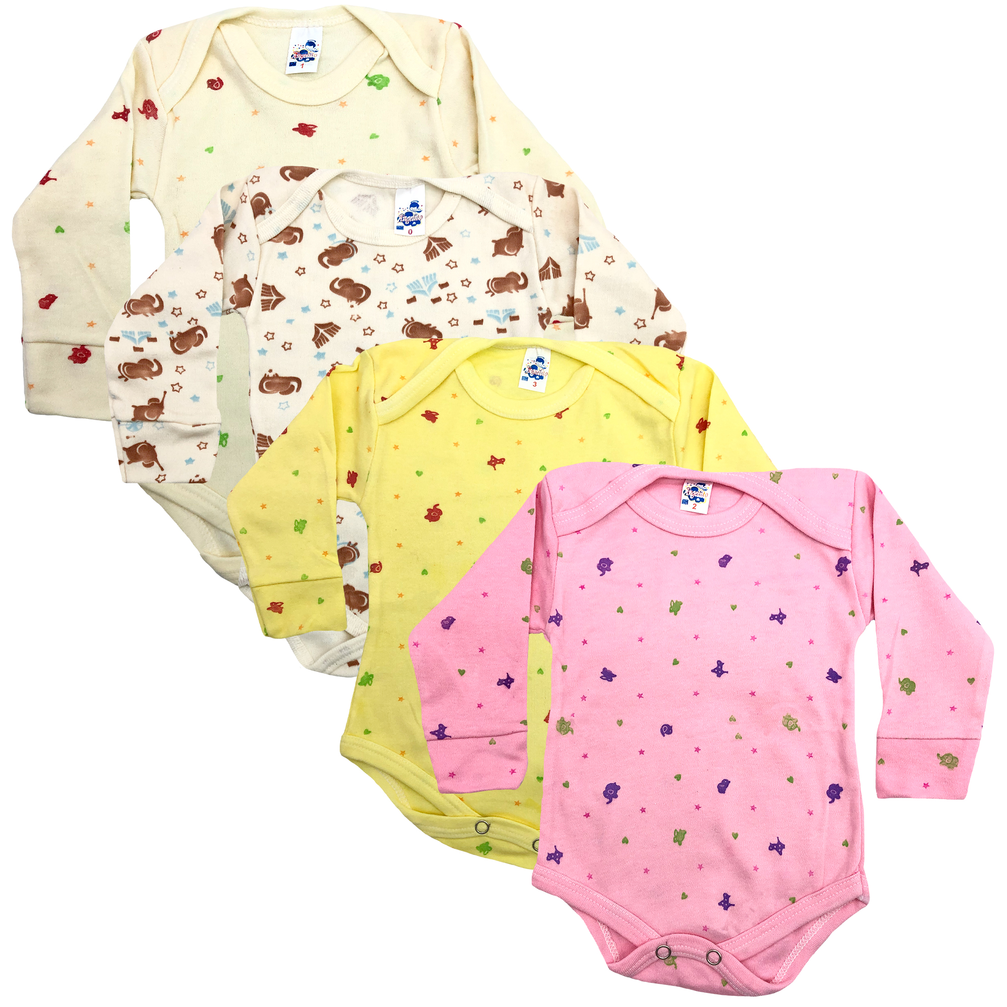 Pañalero Manga Larga Para Niña 100% algodón Pack 5