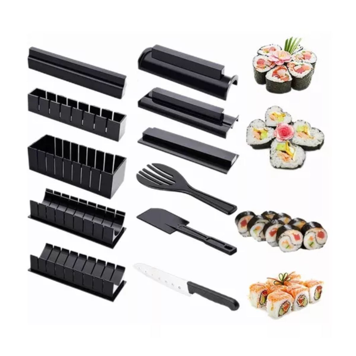 Herramienta De Sushi, Molde Para Hacer Sushi Rollos 11 Pzs Negro