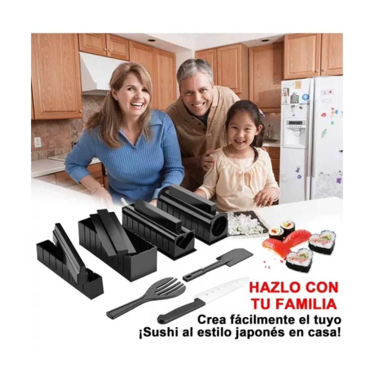 Herramienta De Sushi, Molde Para Hacer Sushi Rollos 11 Pzs Negro