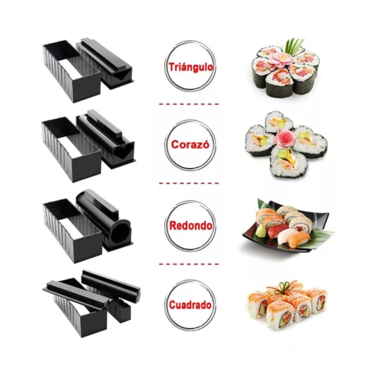 Herramienta De Sushi, Molde Para Hacer Sushi Rollos 11 Pzs Negro