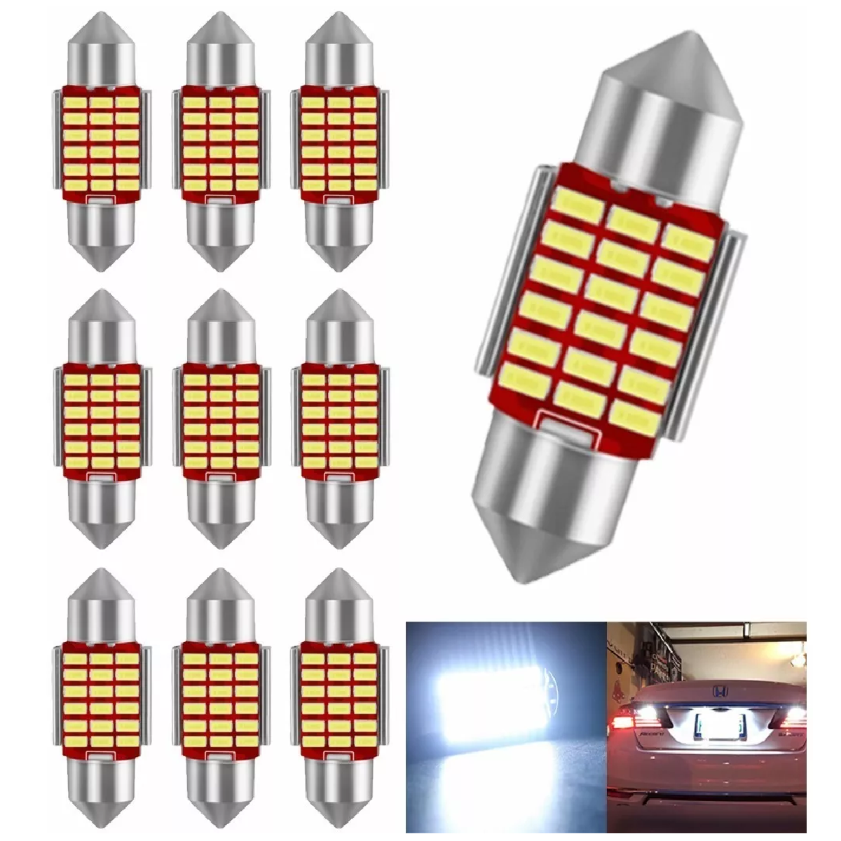 Set 10pzs Luz Led Interior Auto  C5w 31mm Blanco