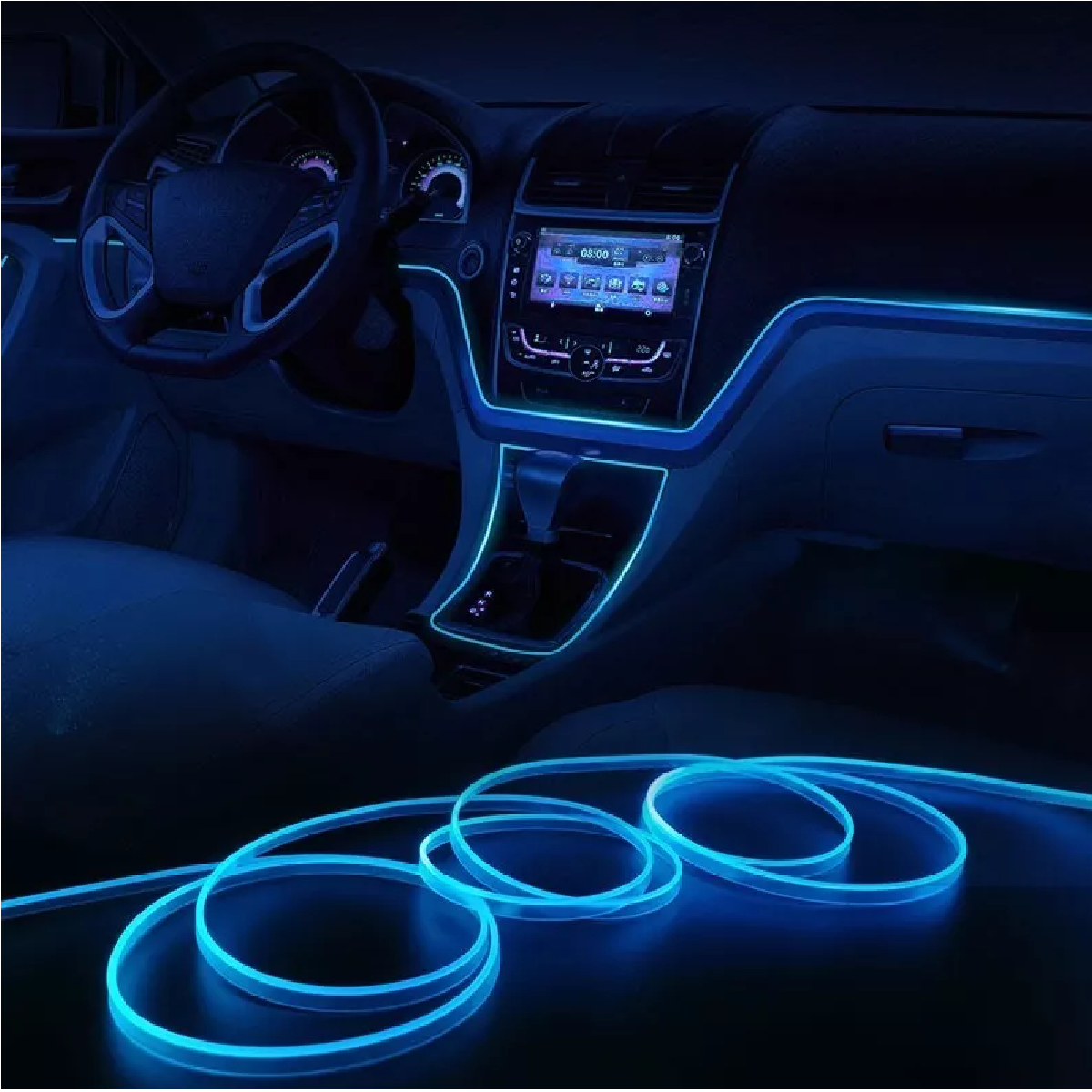 Pack 6 En 1 Tira De Luces Led Interior Luz Para Auto/rgb Neón