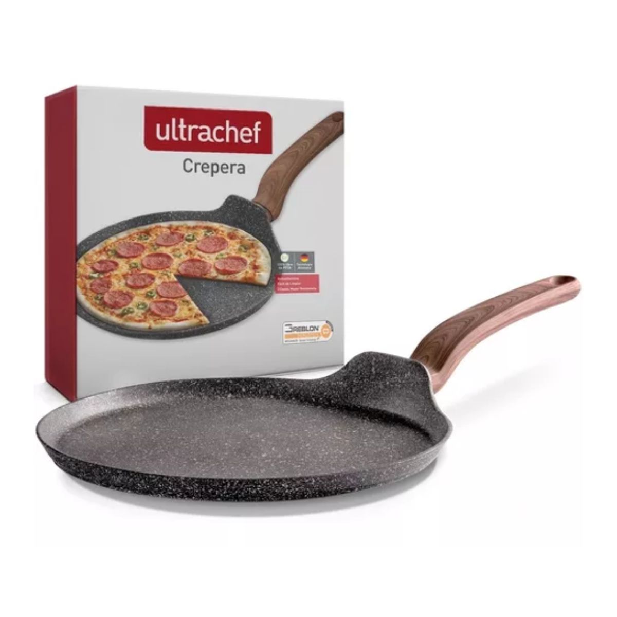 Sarten Crepera Antiadherente Ultrachef 28cm Aluminio Aleman Gris Oxford