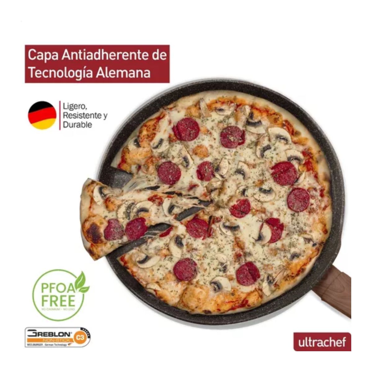 Sarten Crepera Antiadherente Ultrachef 28cm Aluminio Aleman Gris Oxford