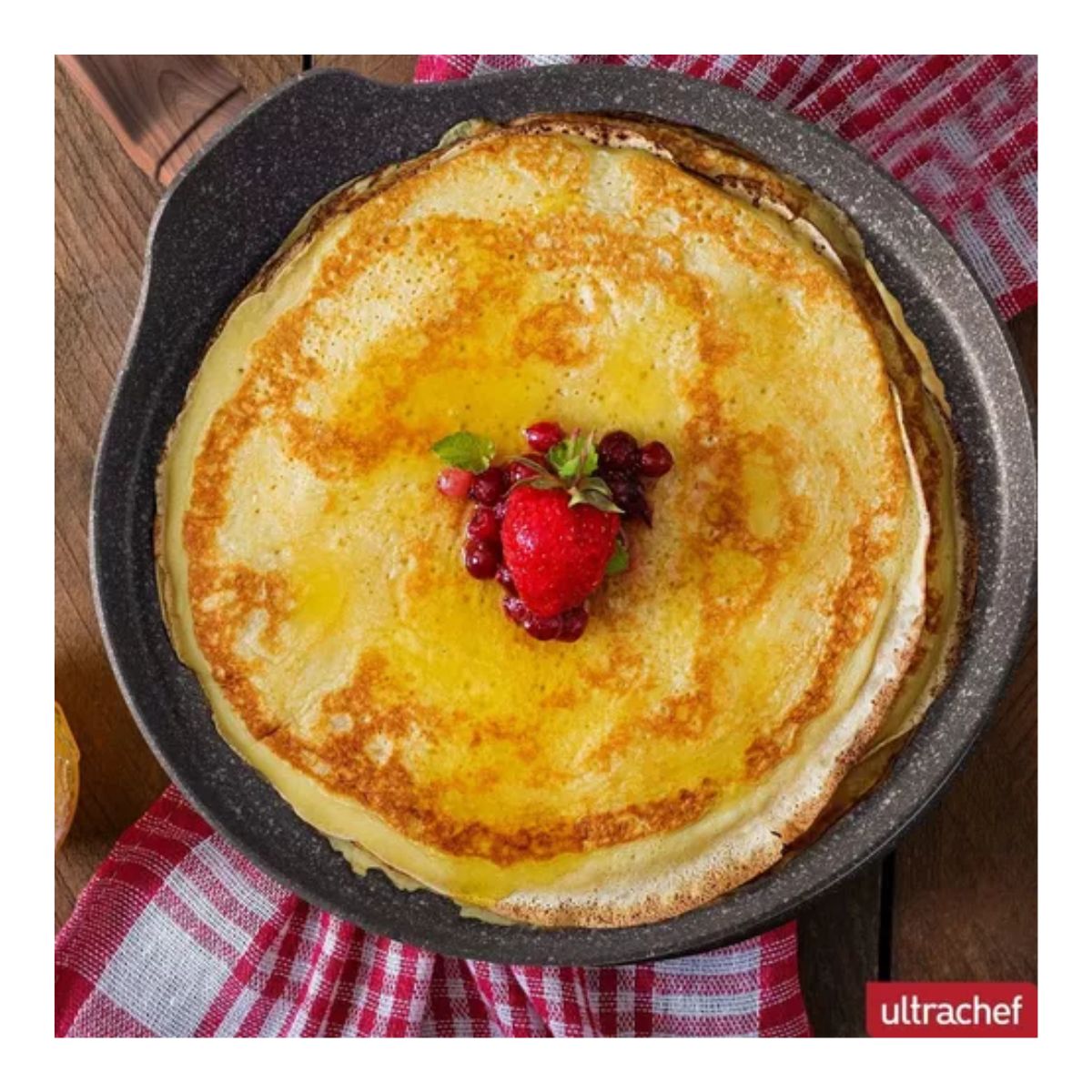 Sarten Crepera Antiadherente Ultrachef 28cm Aluminio Aleman Gris Oxford