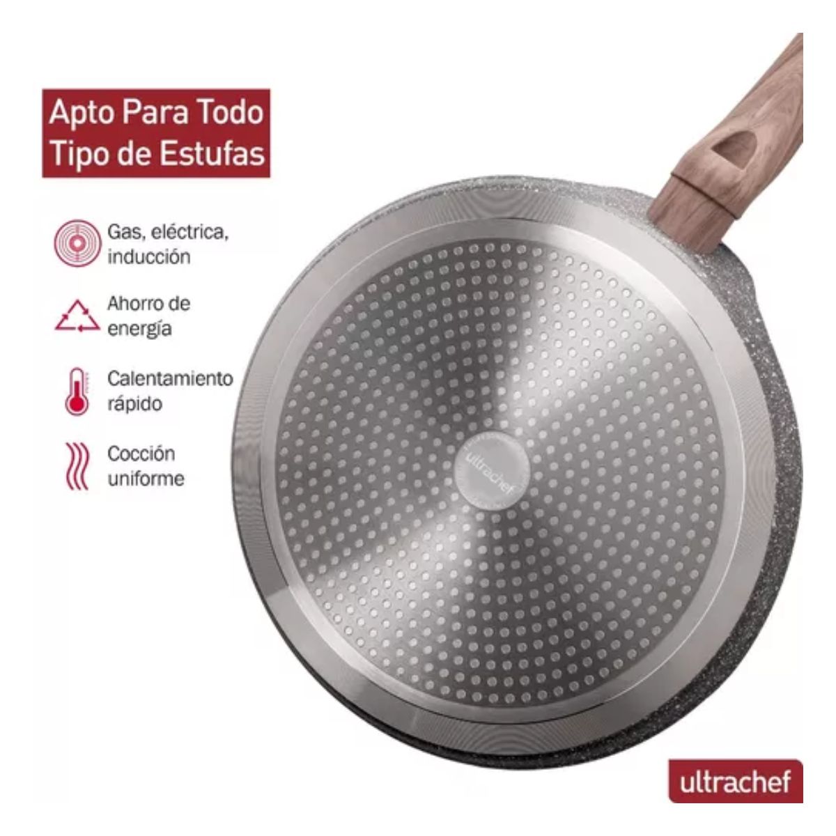 Sarten Crepera Antiadherente Ultrachef 28cm Aluminio Aleman Gris Oxford