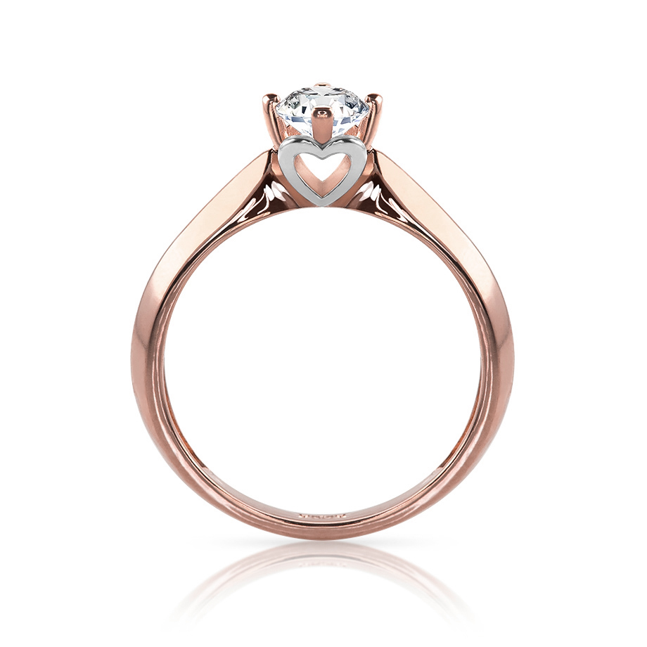 ANILLO DE COMPROMISO SOLITARIO 14k ORO ROSA ROMÁNTICO ABBA JOYAS