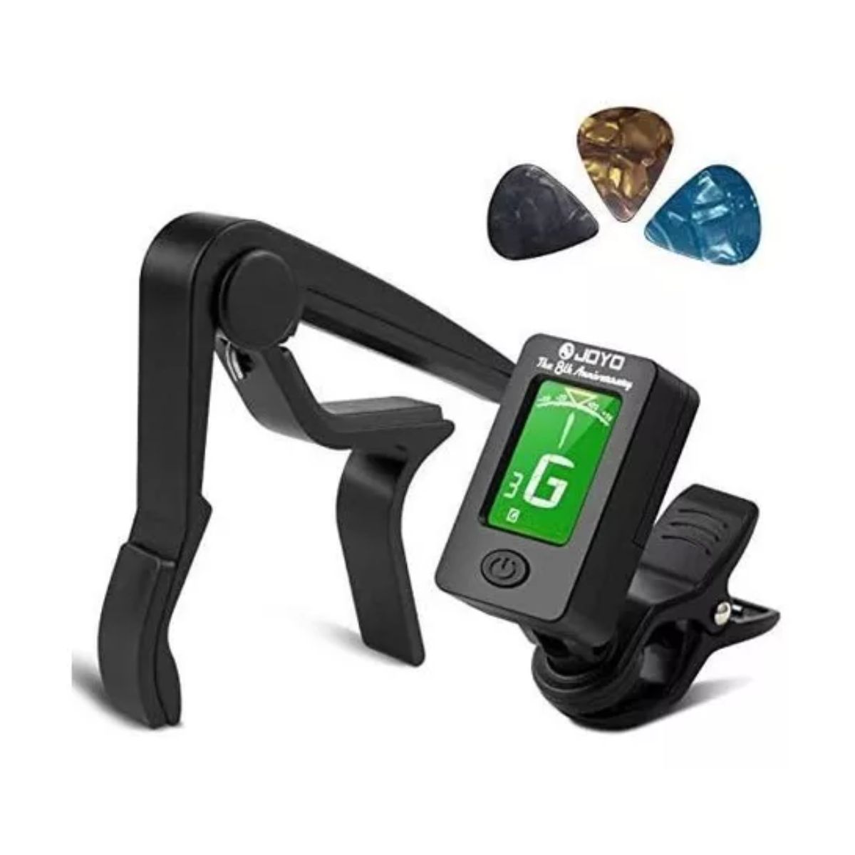 Capo Capotraste Y Afinador Para Guitarra, Bajo Negro