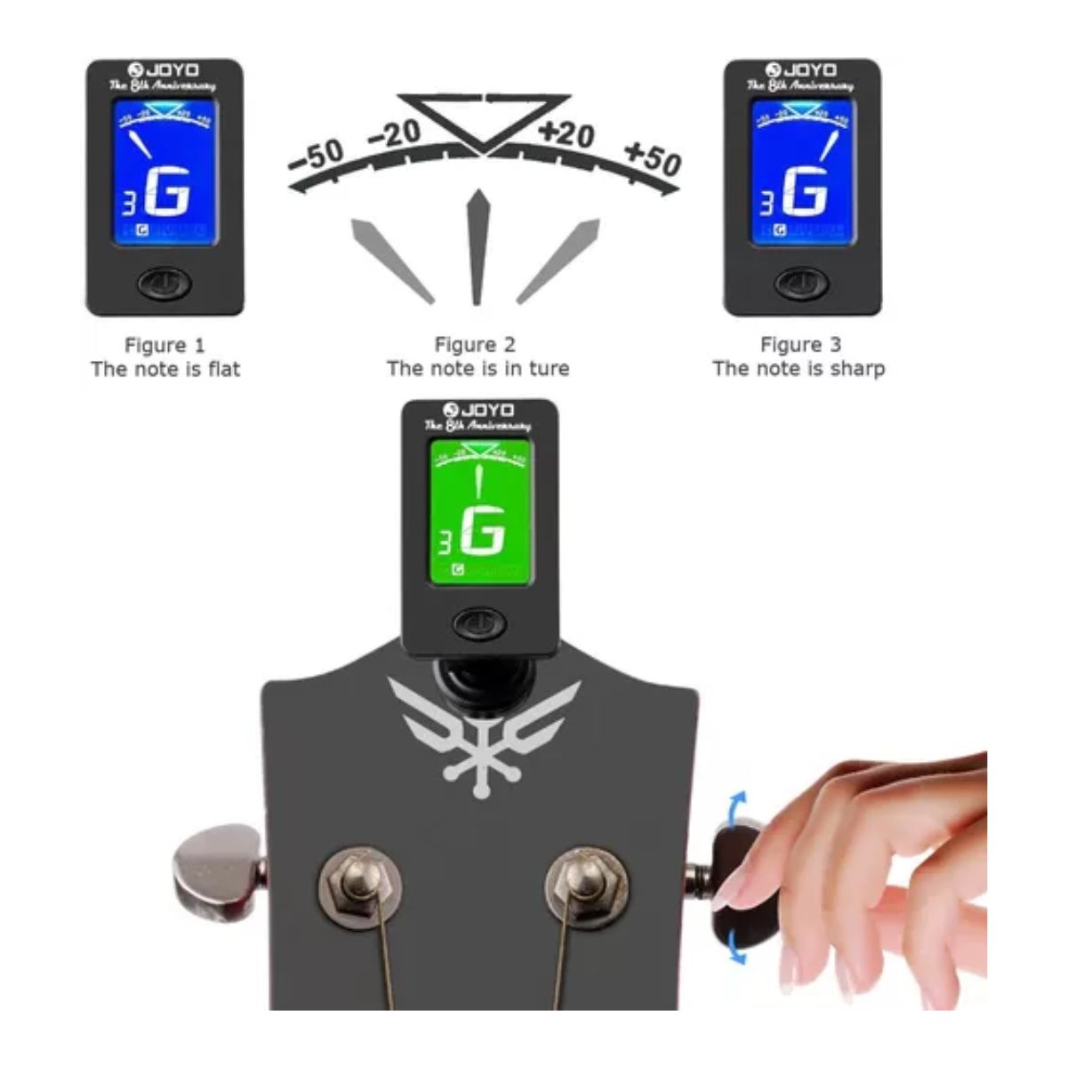 Capo Capotraste Y Afinador Para Guitarra, Bajo Negro