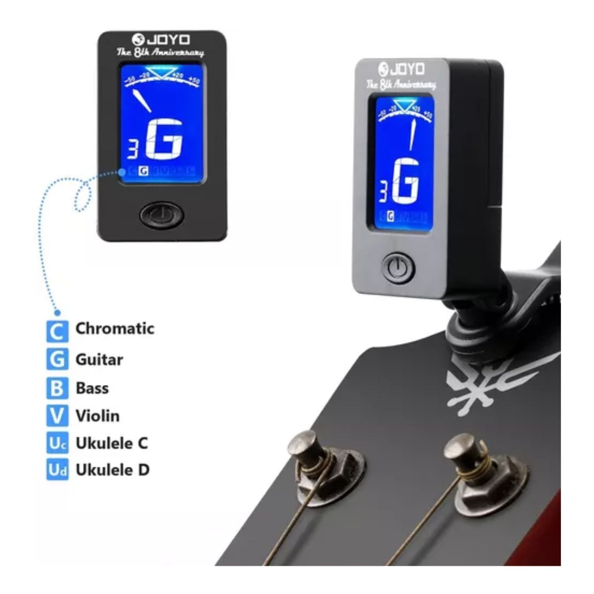 Capo Capotraste Y Afinador Para Guitarra, Bajo Negro