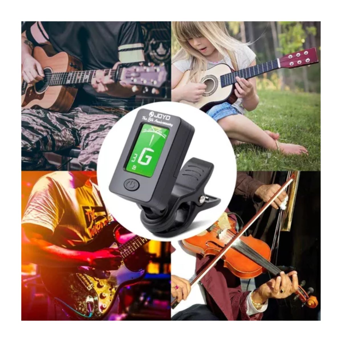 Capo Capotraste Y Afinador Para Guitarra, Bajo Negro