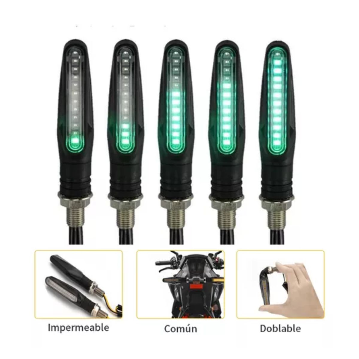 4pz Secuencial Motocicleta Direccionales Led Indicador 12v Negro