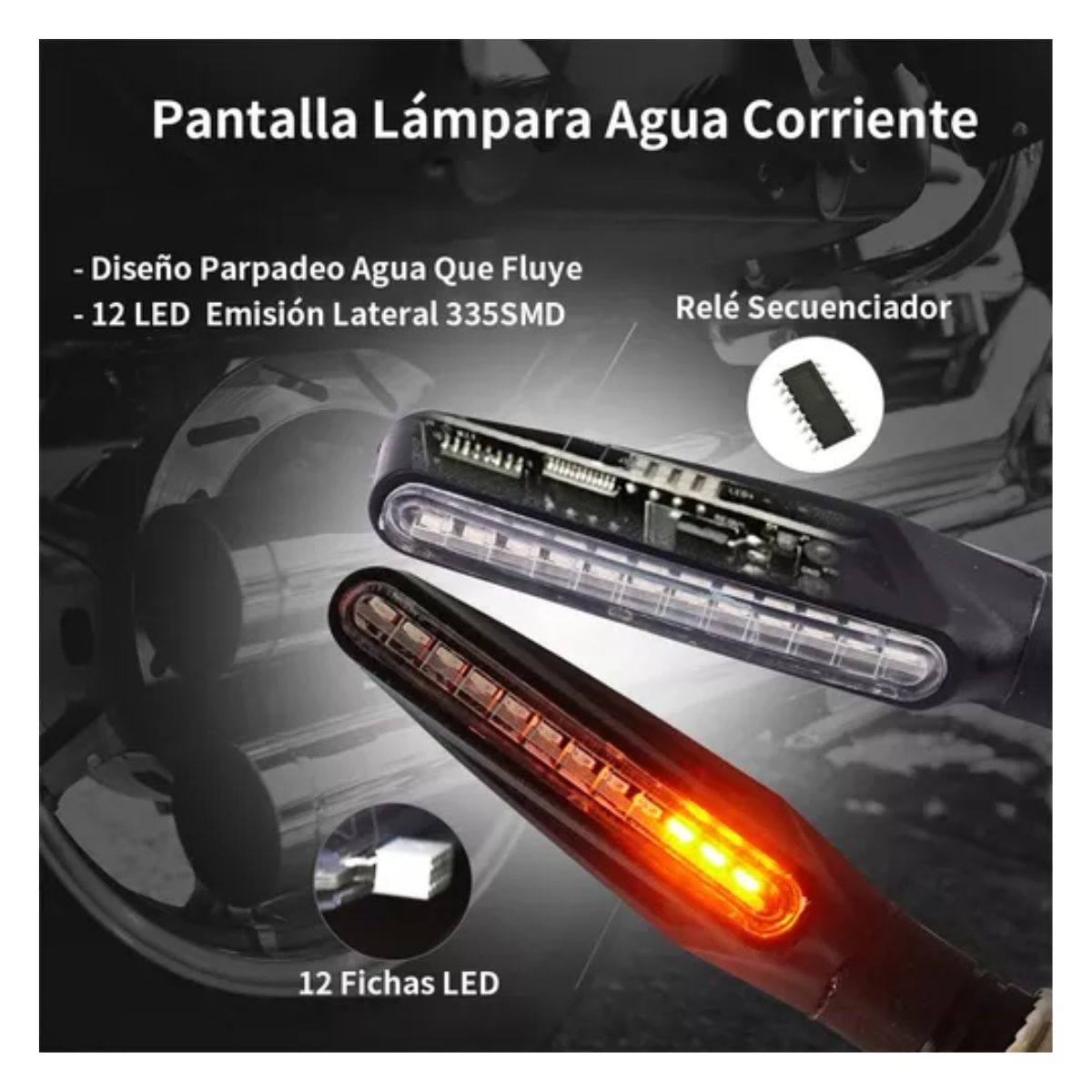 4pz Secuencial Motocicleta Direccionales Led Indicador 12v Negro