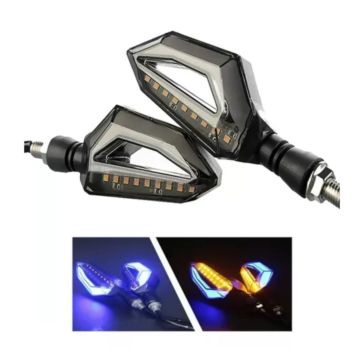 2 Direccionales Focos Faros Led Motocicleta Luces Señal Giro ámbar/blanco