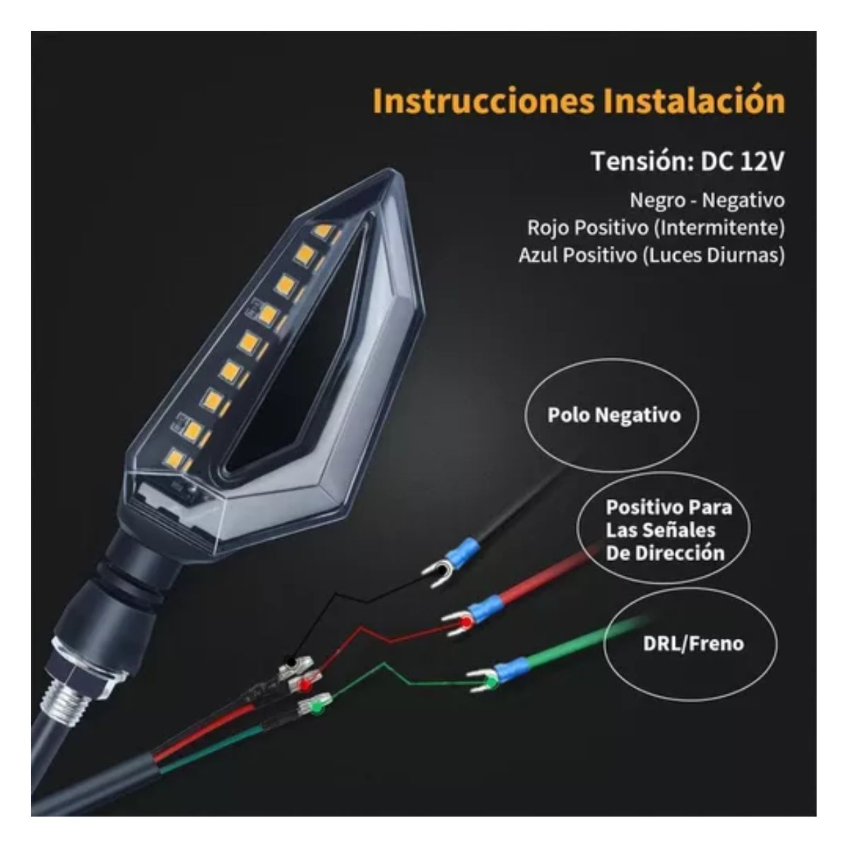 2 Direccionales Focos Faros Led Motocicleta Luces Señal Giro ámbar/blanco