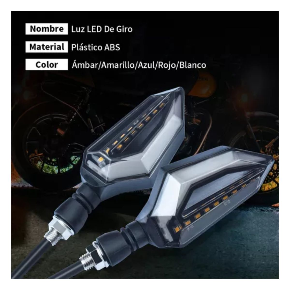 2 Direccionales Focos Faros Led Motocicleta Luces Señal Giro ámbar/blanco