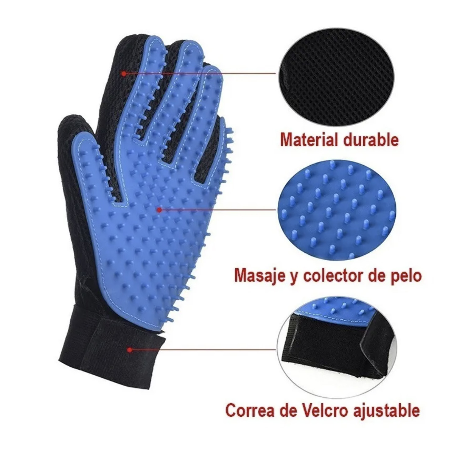 Guante Para Mascotas Perros y Gatos - No Más Pelos! Quita Los Pelos Más Fácil - Original Bluetouch