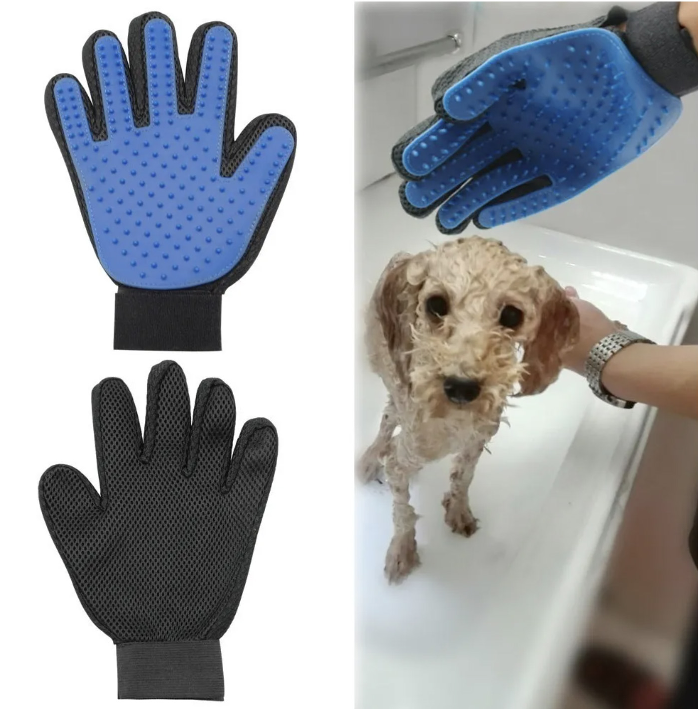 Guante Para Mascotas Perros y Gatos - No Más Pelos! Quita Los Pelos Más Fácil - Original Bluetouch