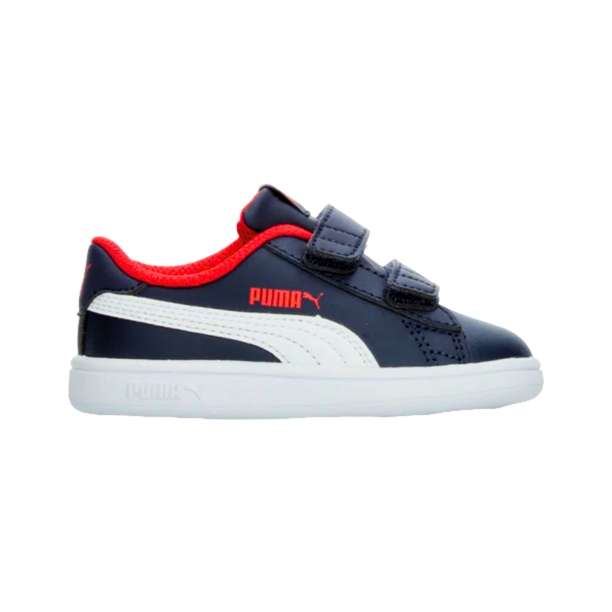 Tenis Puma Smash V2 L Velcro Azul Marino con Blanco Rojo Bebé Originales 36517413
