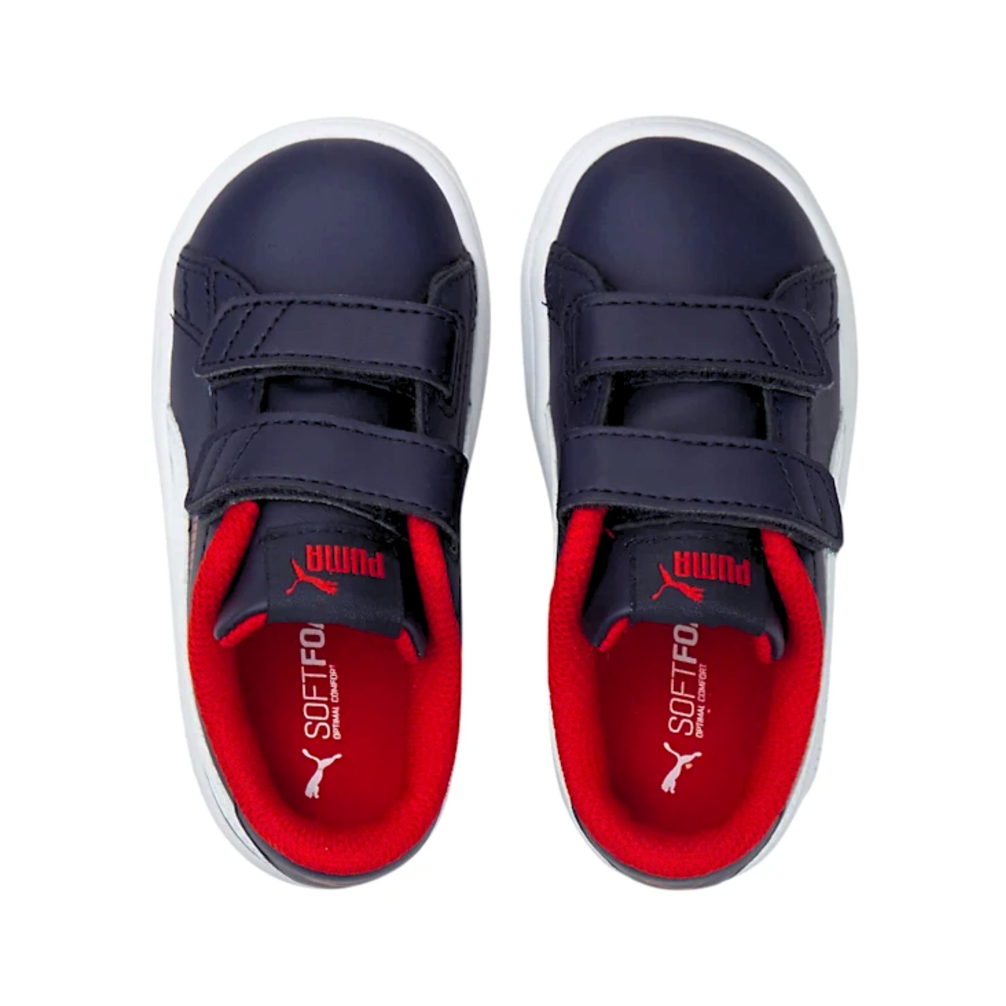 Tenis Puma Smash V2 L Velcro Azul Marino con Blanco Rojo Bebé Originales 36517413