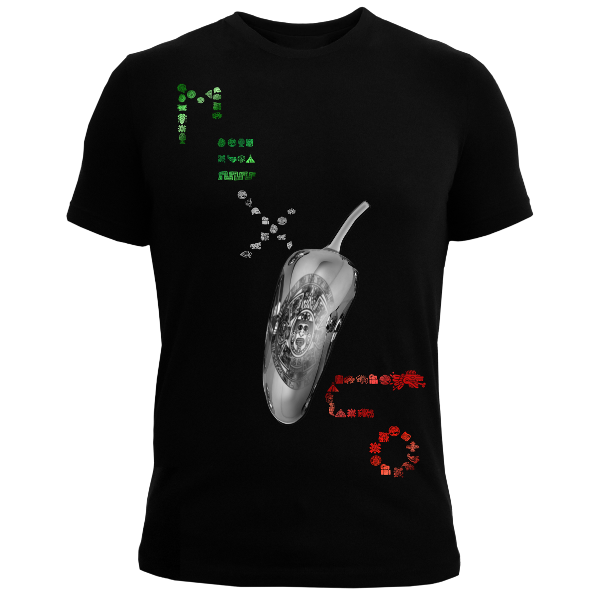 FINA playera Hombre Alta gama Reg y Slim Fit Viva México Mayas Calendario Azteca 