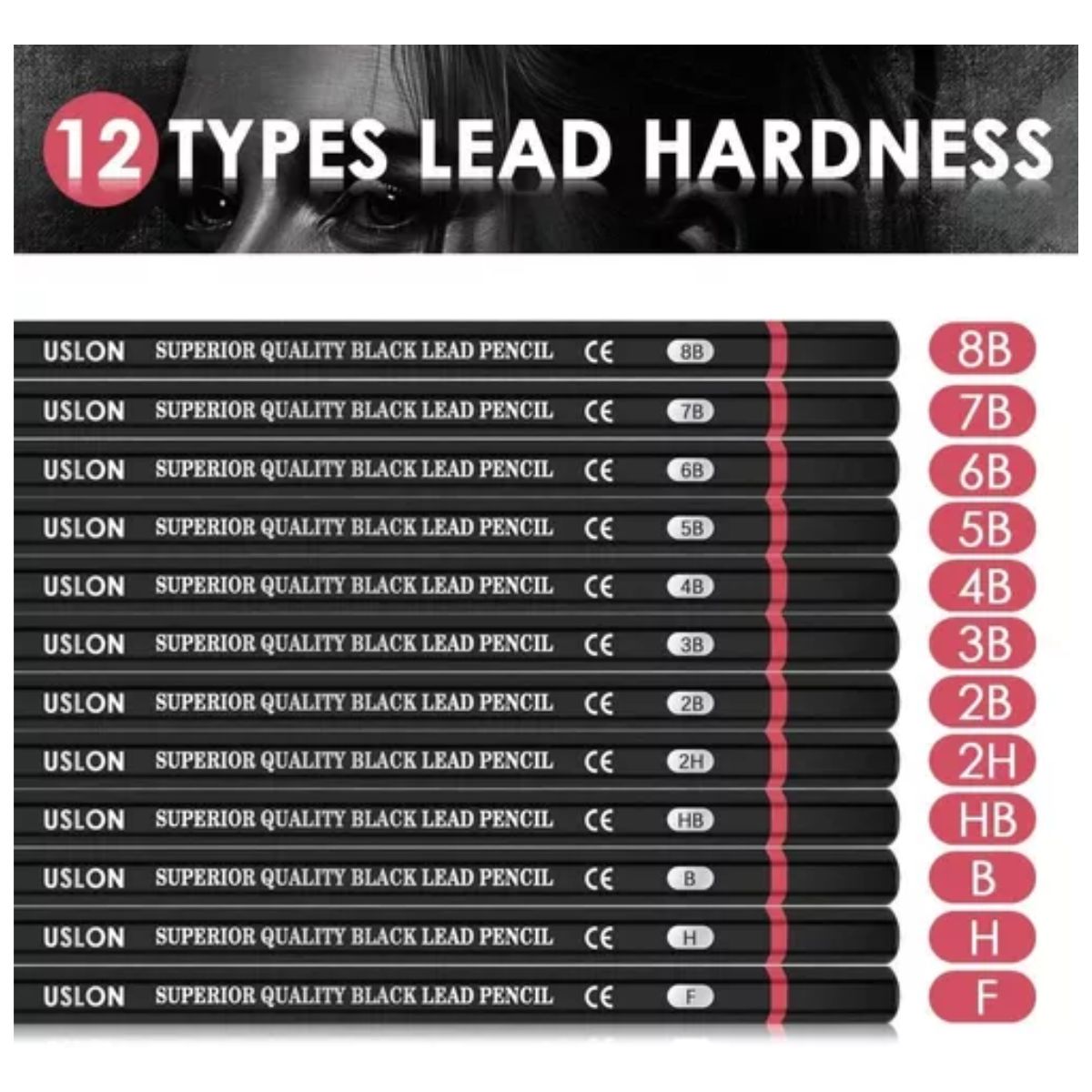 12 Kit Profesional Lápices Grafito De Dibujo Con Pencil H&b