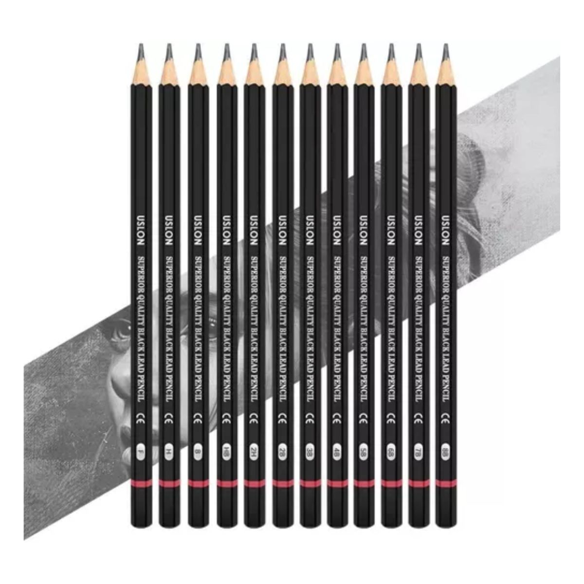 12 Kit Profesional Lápices Grafito De Dibujo Con Pencil H&b