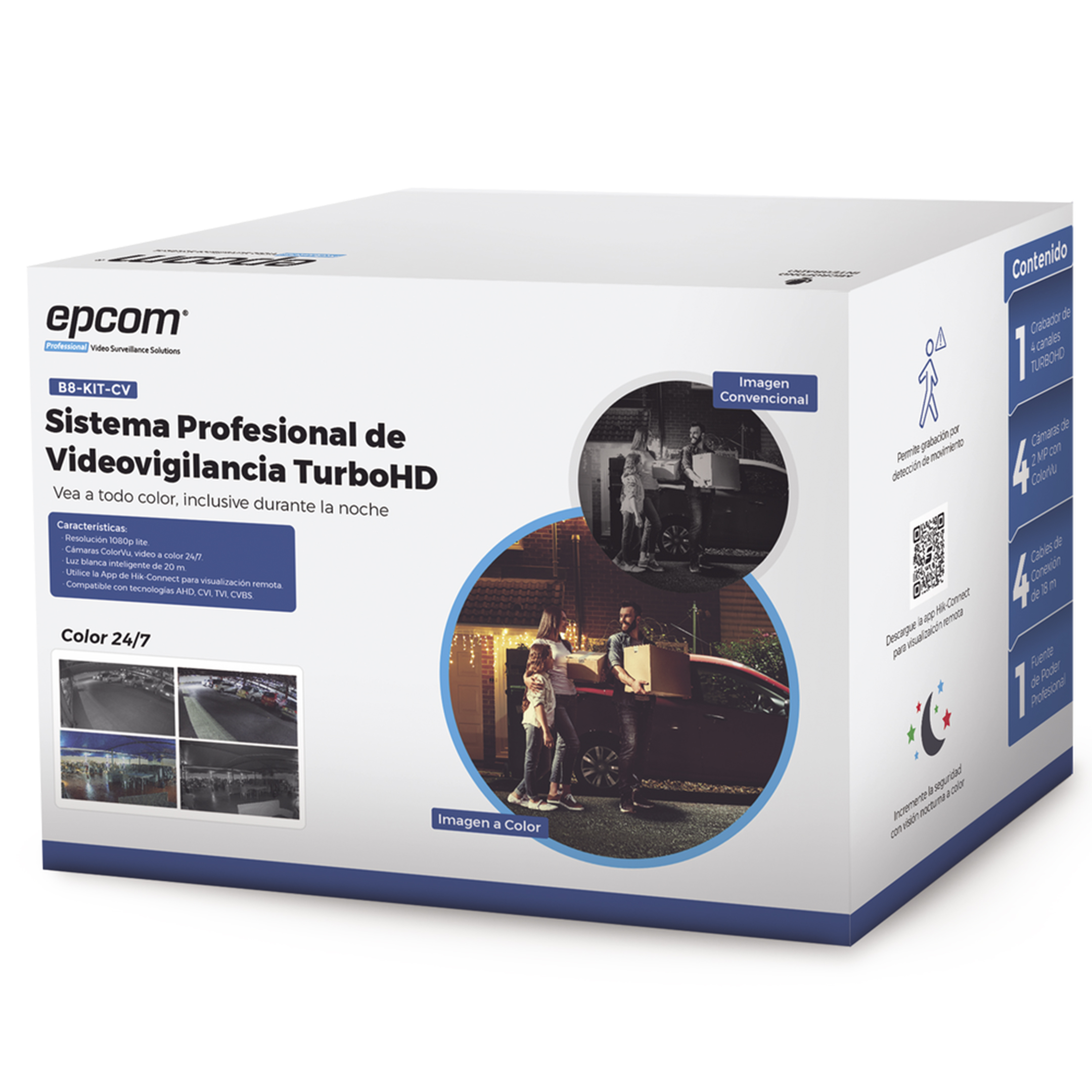 Kit Cámaras De Video Vigilancia A Color 24hrs Colorvu Lite 1080p Full Hd Epcom