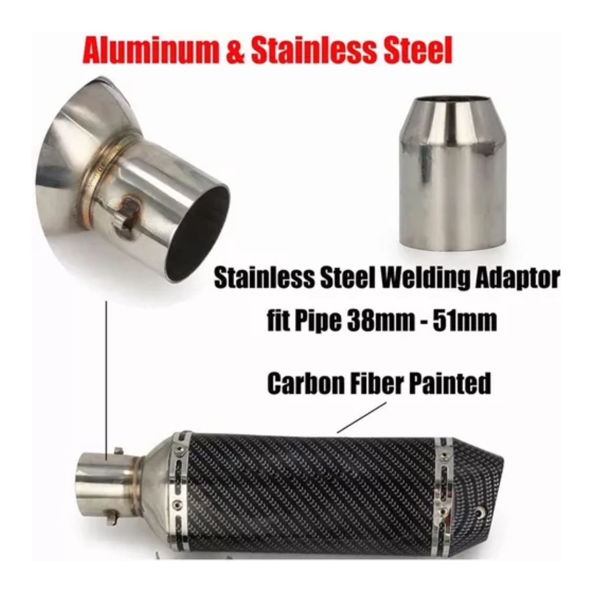 Escape Silenciador Deportivo Universal Para Moto 38-51mm Negro