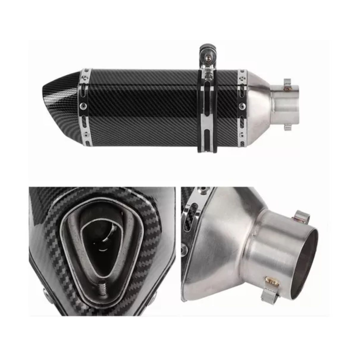 Escape Silenciador Deportivo Universal Para Moto 38-51mm Negro