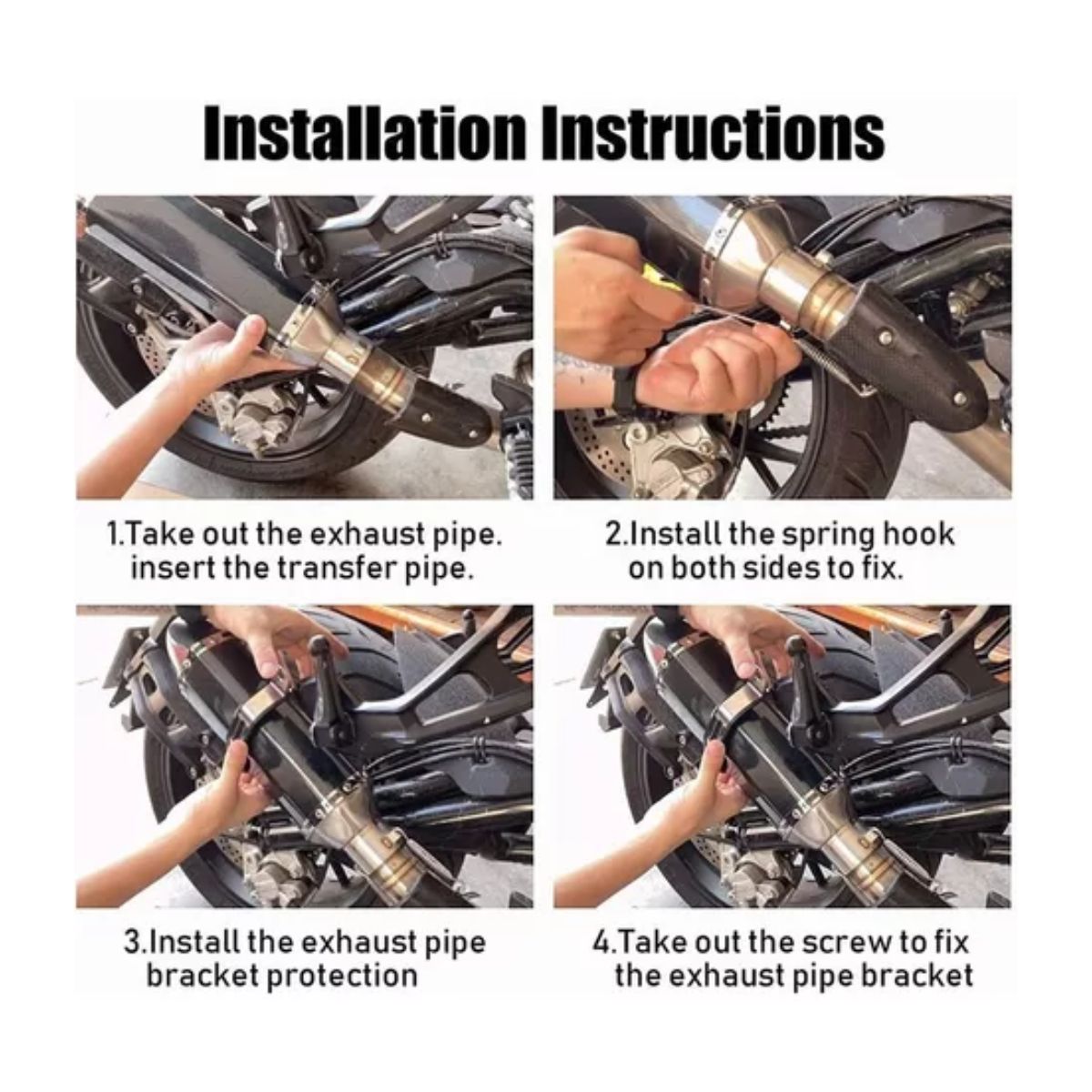 Escape Silenciador Deportivo Universal Para Moto 38-51mm Negro