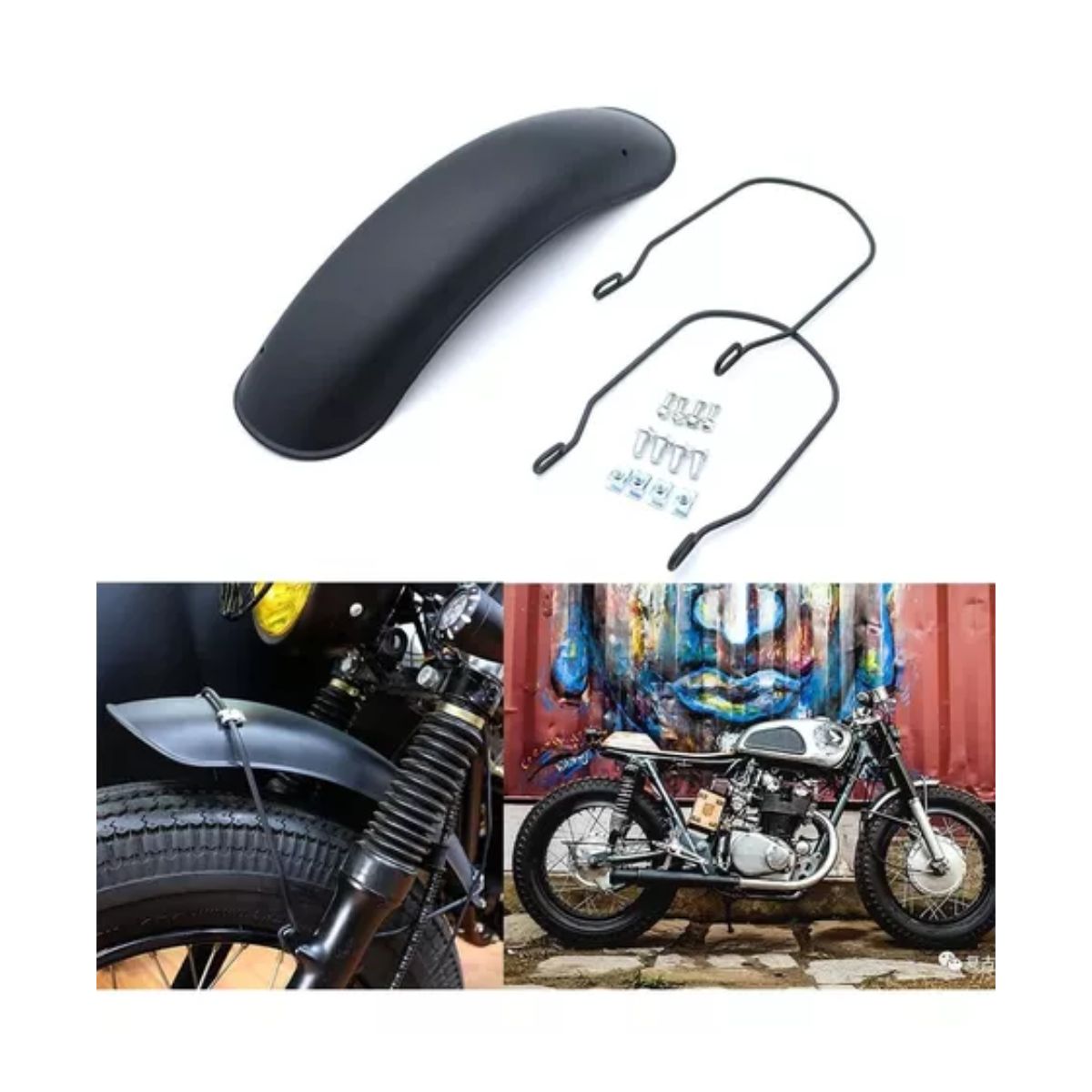 Salpicadera Universal Moto Delantera Cafe Racer/ Scrambler. Negro