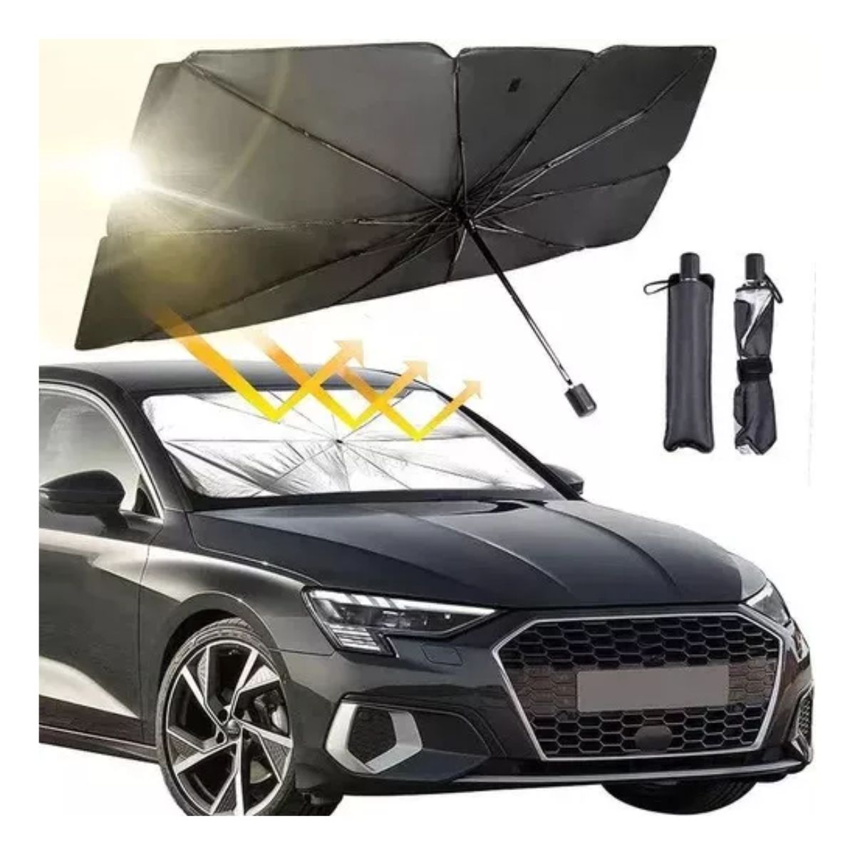 Tapasol Parabrisas Cubre Sol Para Coche Cortinas Parasol Negro