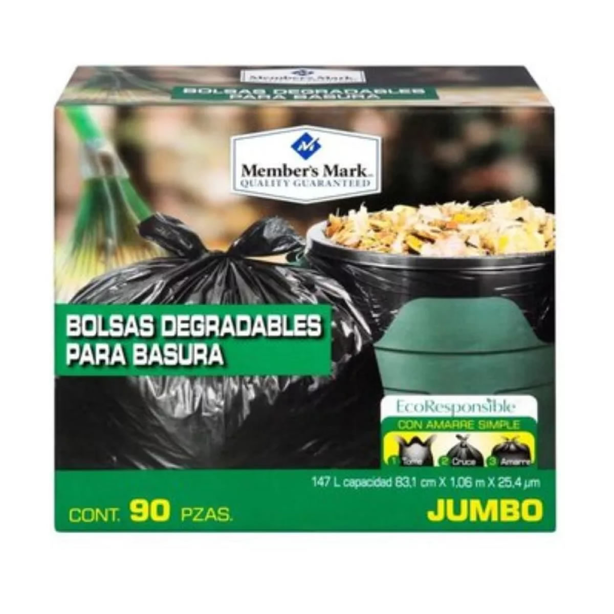 Bolsa Para Basura Jumbo 90 Pizas Member's Mark 64266 SMS
