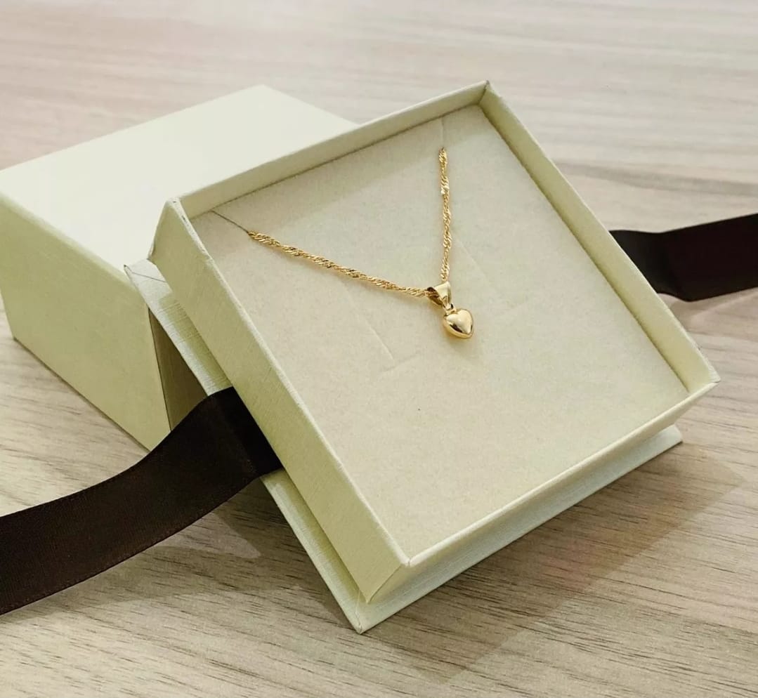 Collar Corazon Mini Liso Oro 10 K  + Obsequio 