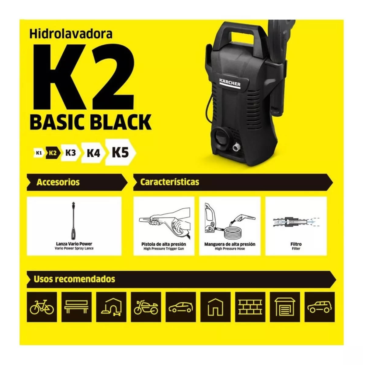 Hidrolavadora De Alta Presión Karcher K2 Basic Black SMS