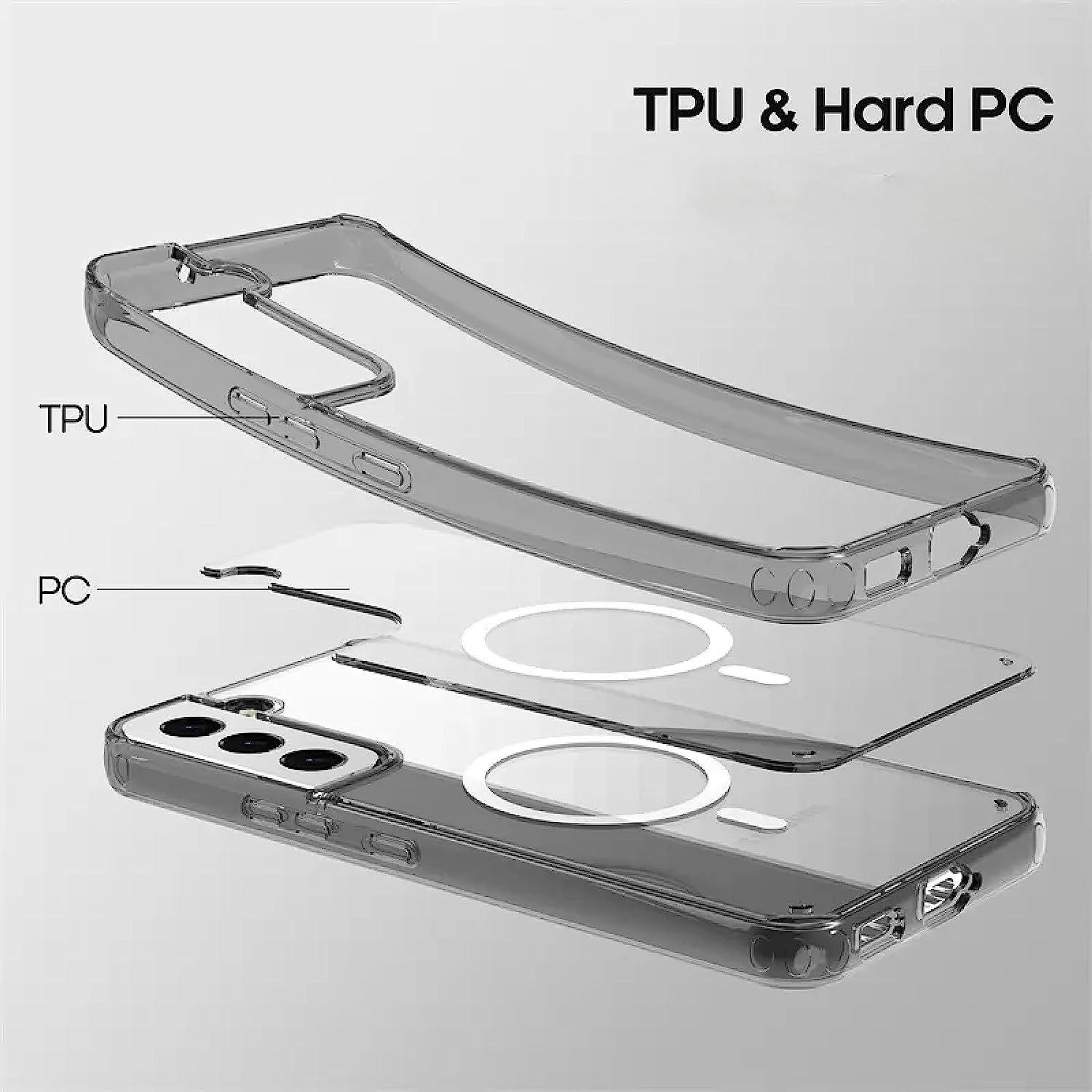 Funda para Samsung Galaxy S22 5G de 6.1" Case Minimalista Transparente Anti-Amarillo Compatible con Cargador Magsafe y Carga Inalambrica Cubierta A Prueba De Golpes Uso Rudo