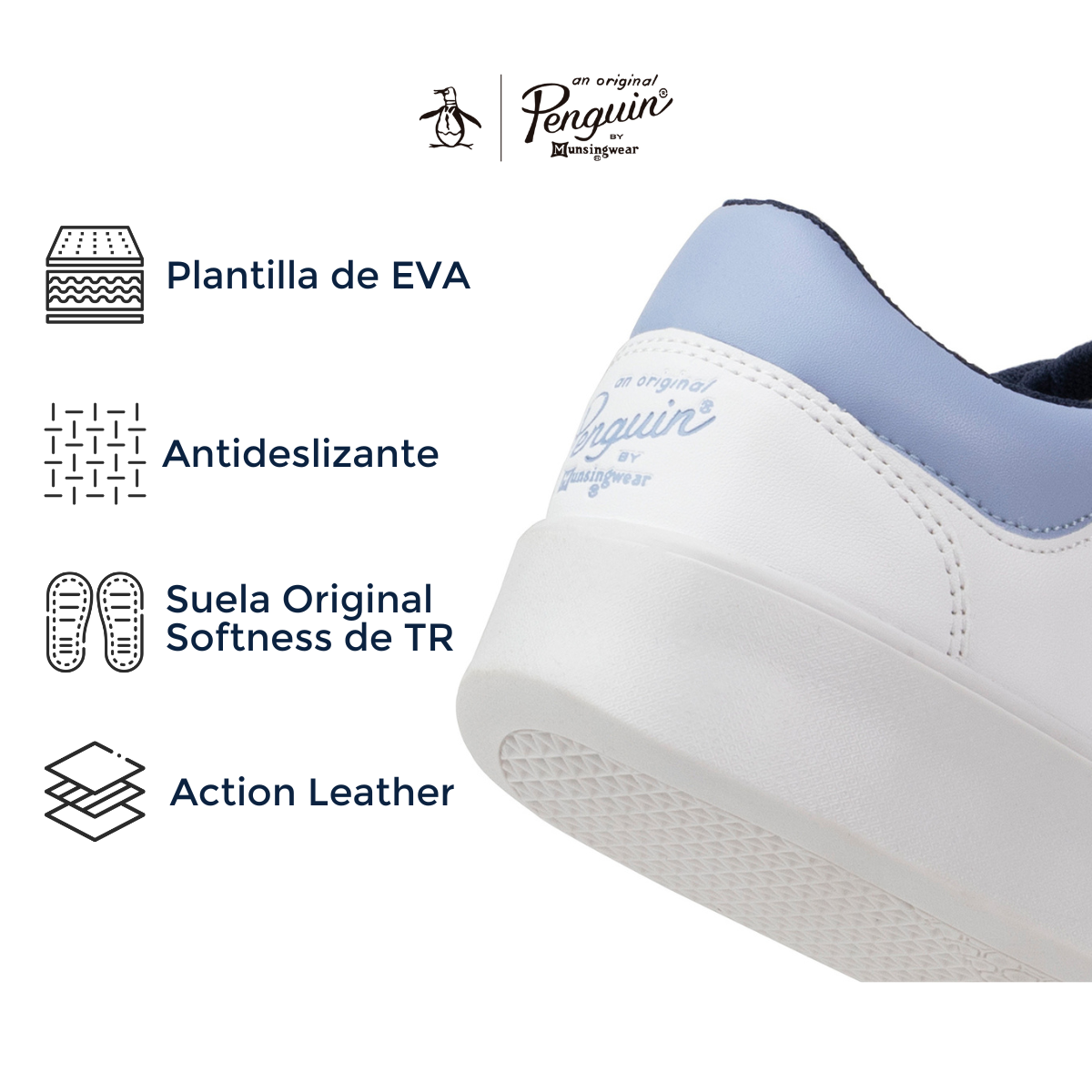 Tenis Original Penguin Style Janny Casual De Mujer Blanco-Azul