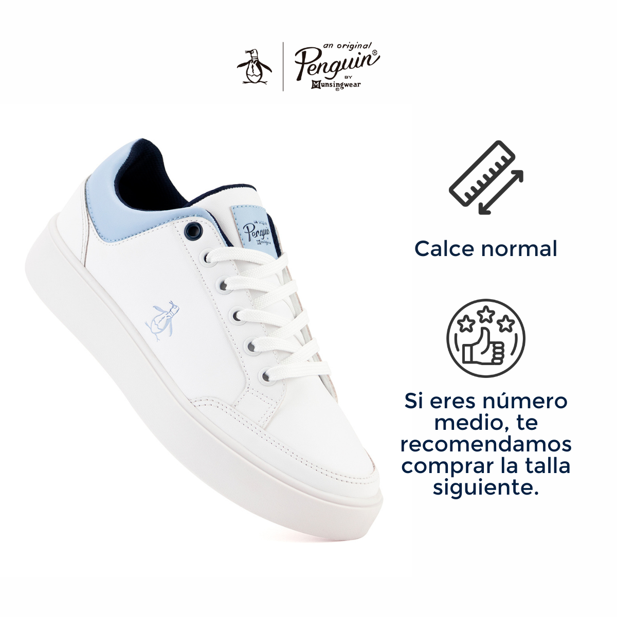 Tenis Original Penguin Style Janny Casual De Mujer Blanco-Azul