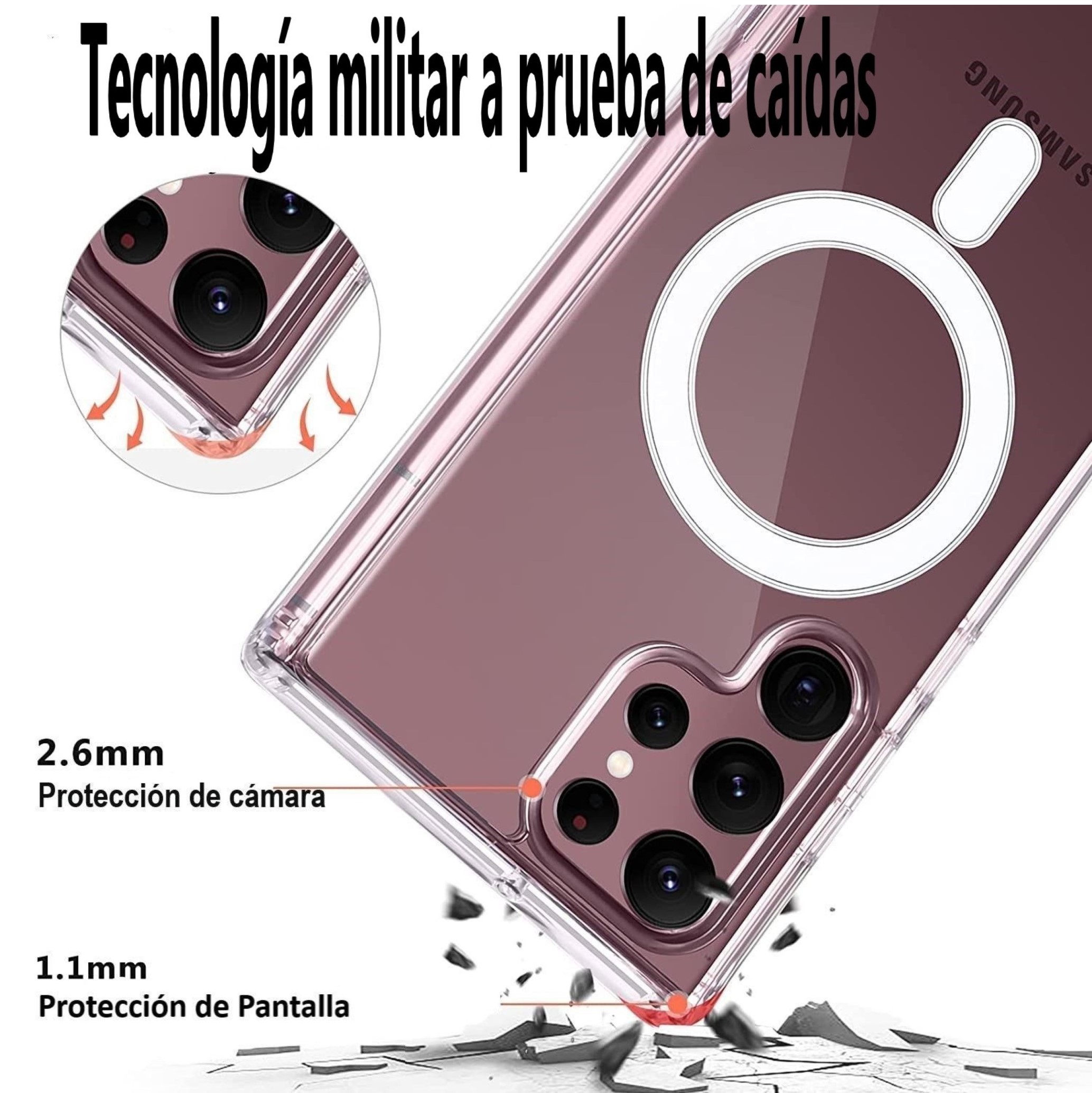 Funda para Samsung Galaxy S22 Ultra 5G de 6.8" Case Minimalista Transparente Compatible con Cargador Magsafe y Carga Inalambrica Cubierta A Prueba De Golpes Uso Rudo Anti-Amarillo