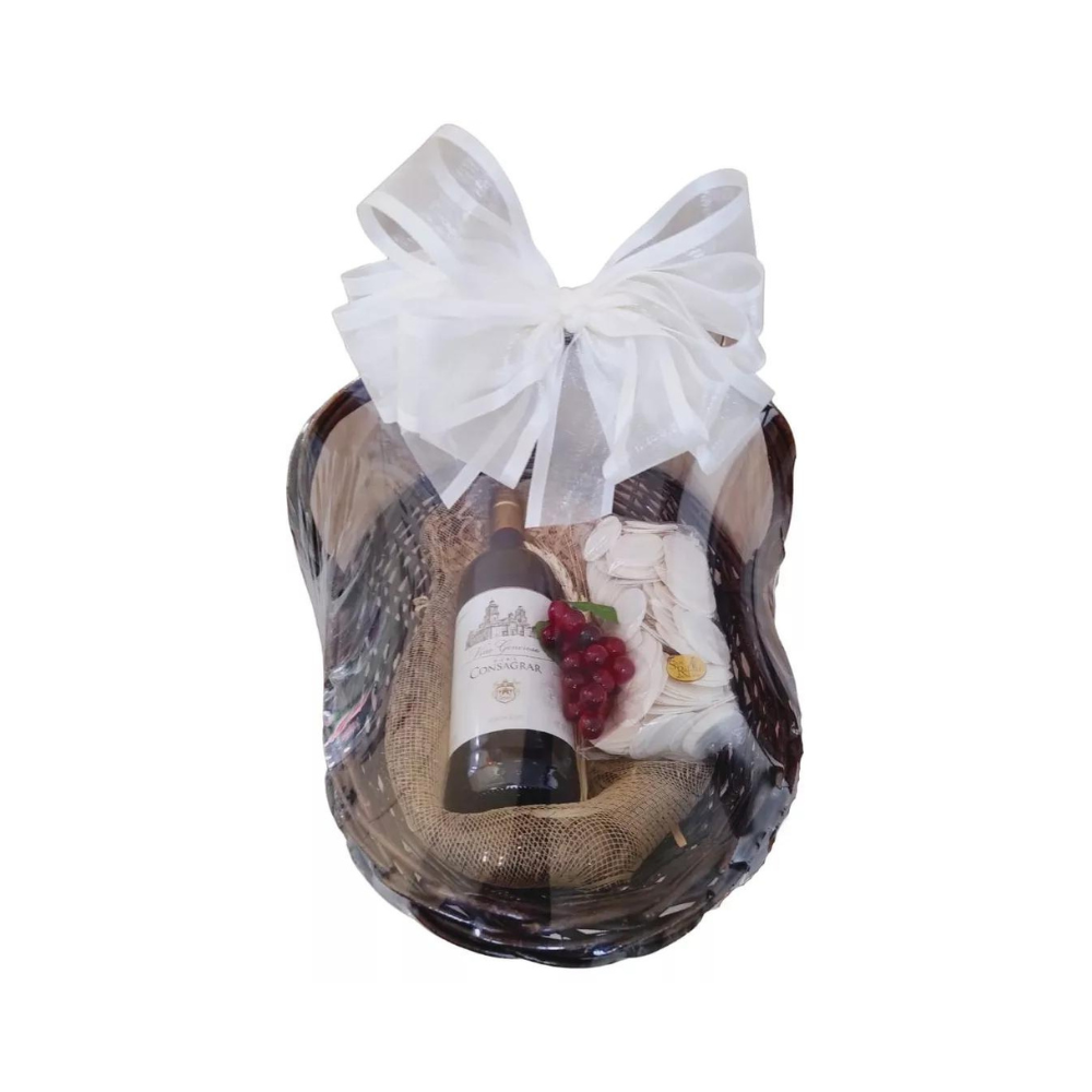 Canasta de Ofrenda Con 100 Hostias Y 1 Botella De Vino Para Consagrar