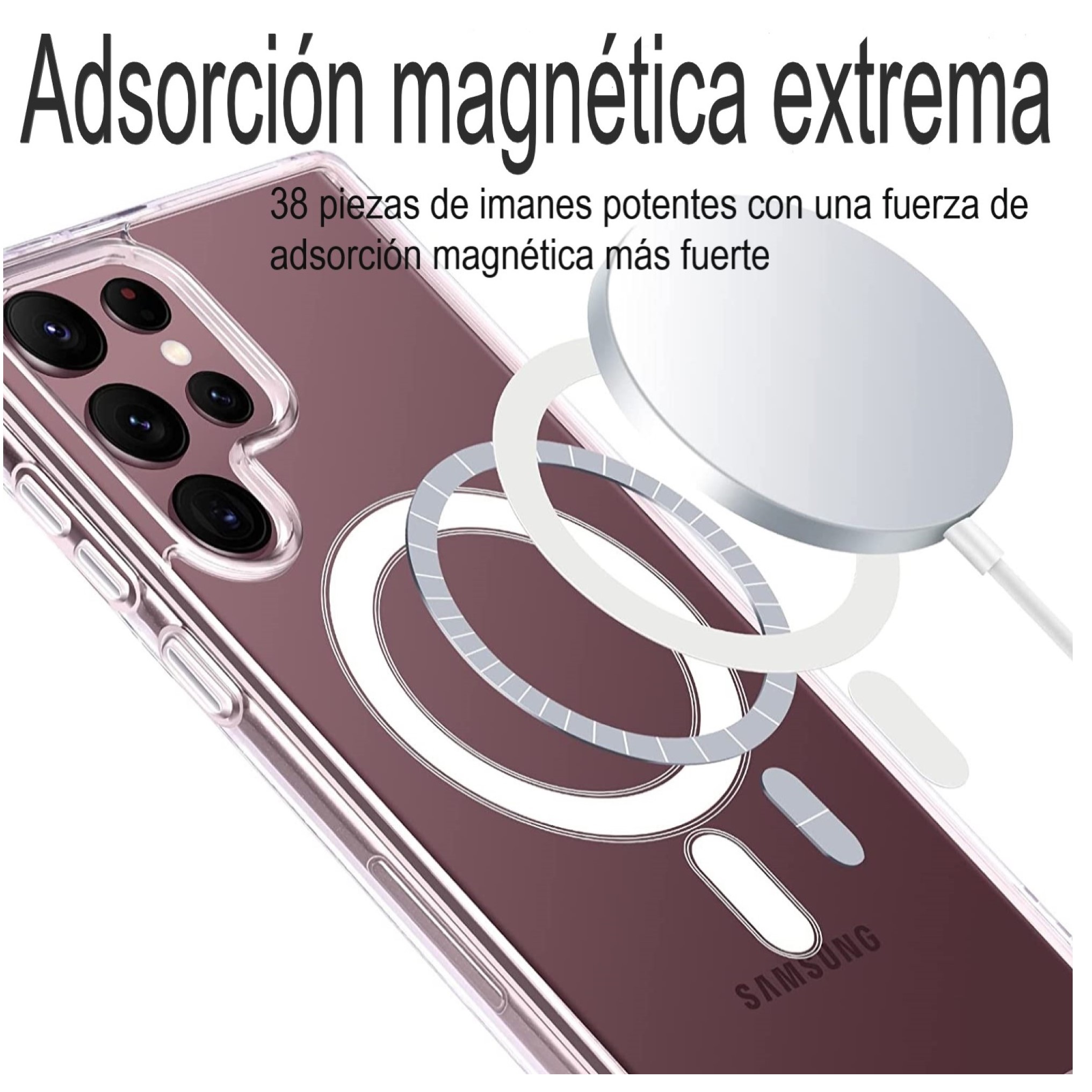 Funda para Samsung Galaxy S22 Ultra 5G de 6.8" Case Minimalista Transparente Compatible con Cargador Magsafe y Carga Inalambrica Cubierta A Prueba De Golpes Uso Rudo Anti-Amarillo