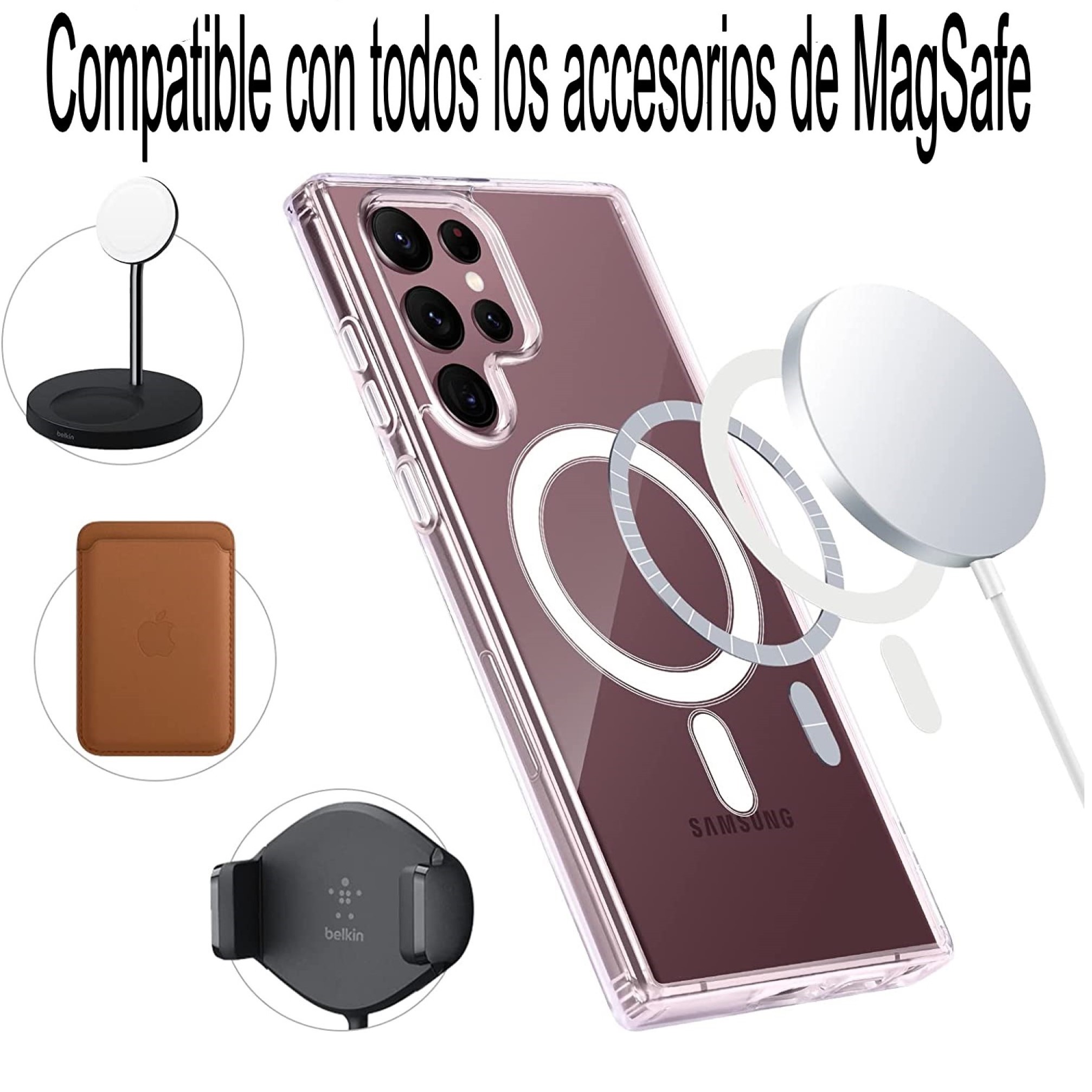 Funda para Samsung Galaxy S22 Ultra 5G de 6.8" Case Minimalista Transparente Compatible con Cargador Magsafe y Carga Inalambrica Cubierta A Prueba De Golpes Uso Rudo Anti-Amarillo